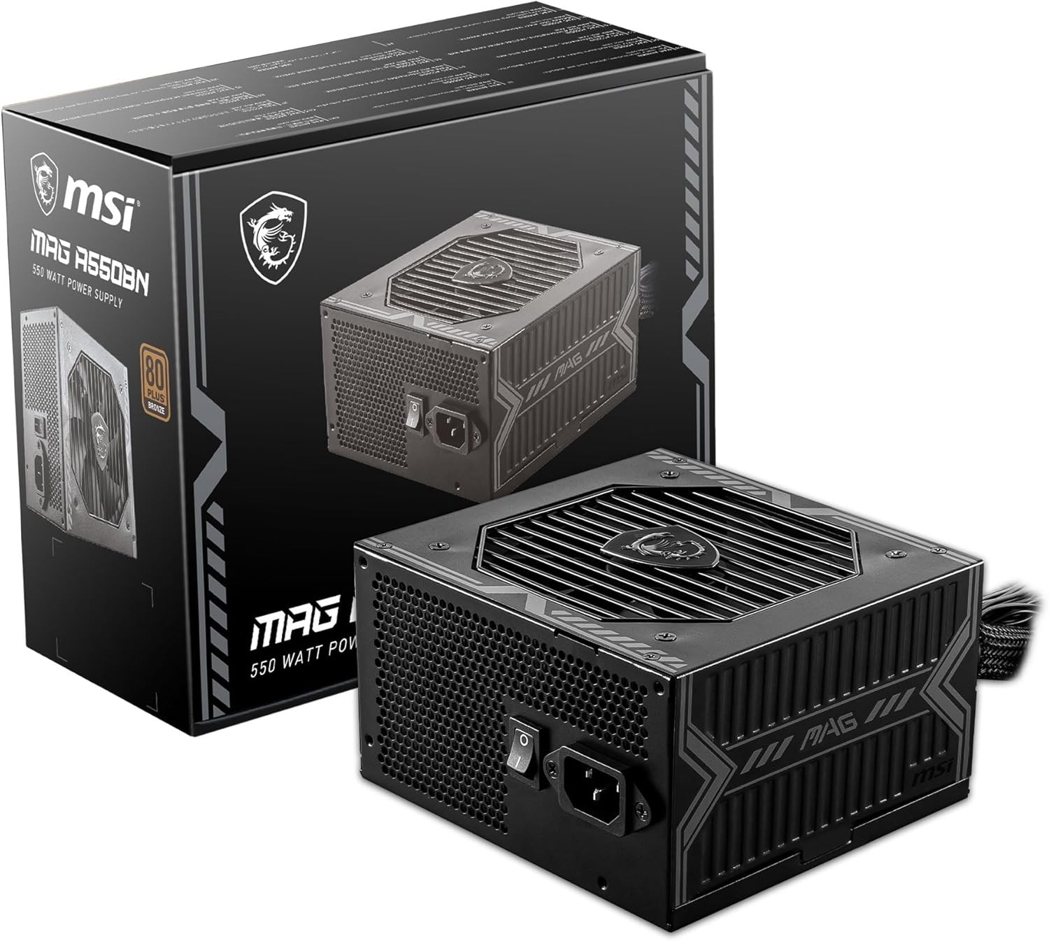 MSI MAG A550BN, Non-Modular Compact 550W Power Supply, 80+ Bronze, 