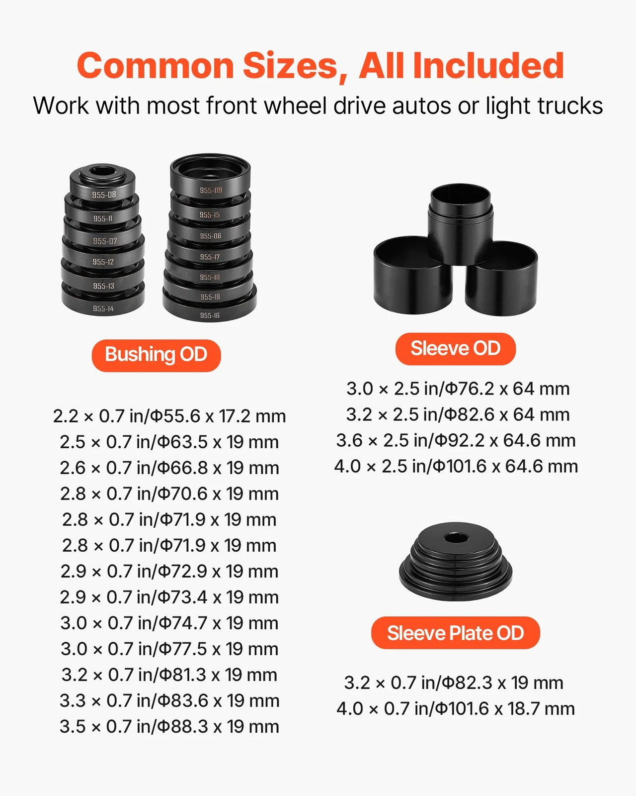 Wheel Bearing Press Kit, 23 PCS FWD Bearing Puller Tools, for Front Wheel Drive