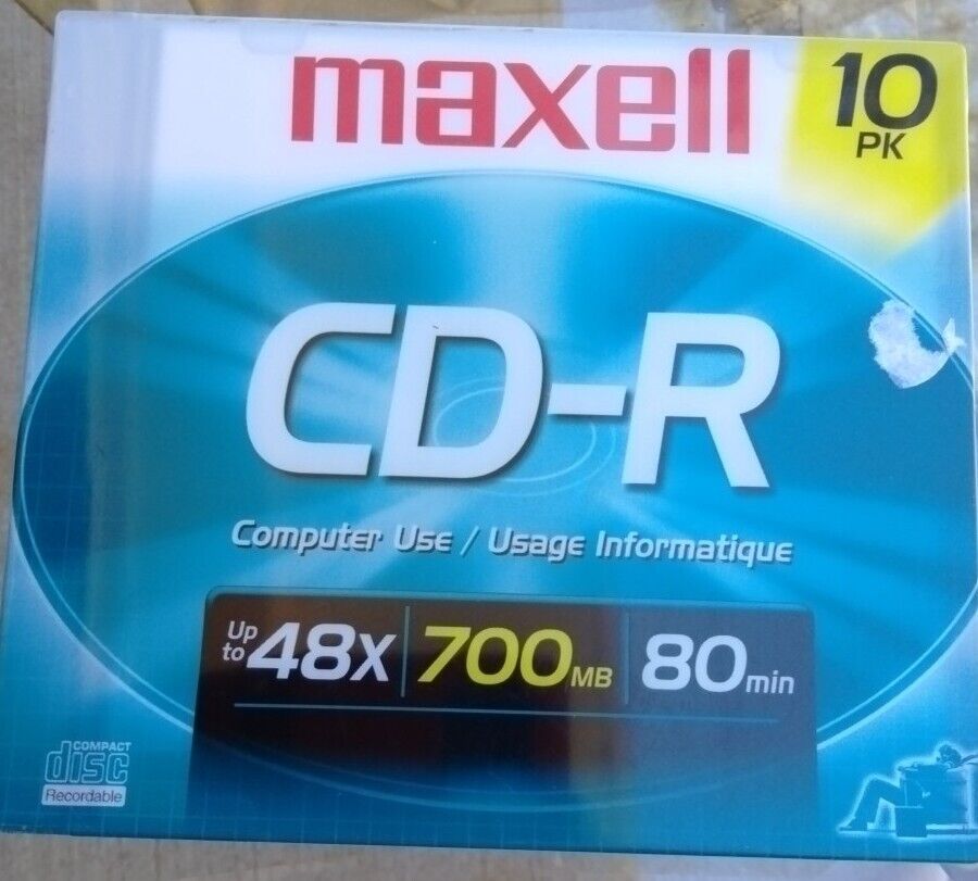Maxell CD-R 10 Pack 48 X 700MB 80 Minute Blank Recordable Media Discs NEW SEALED