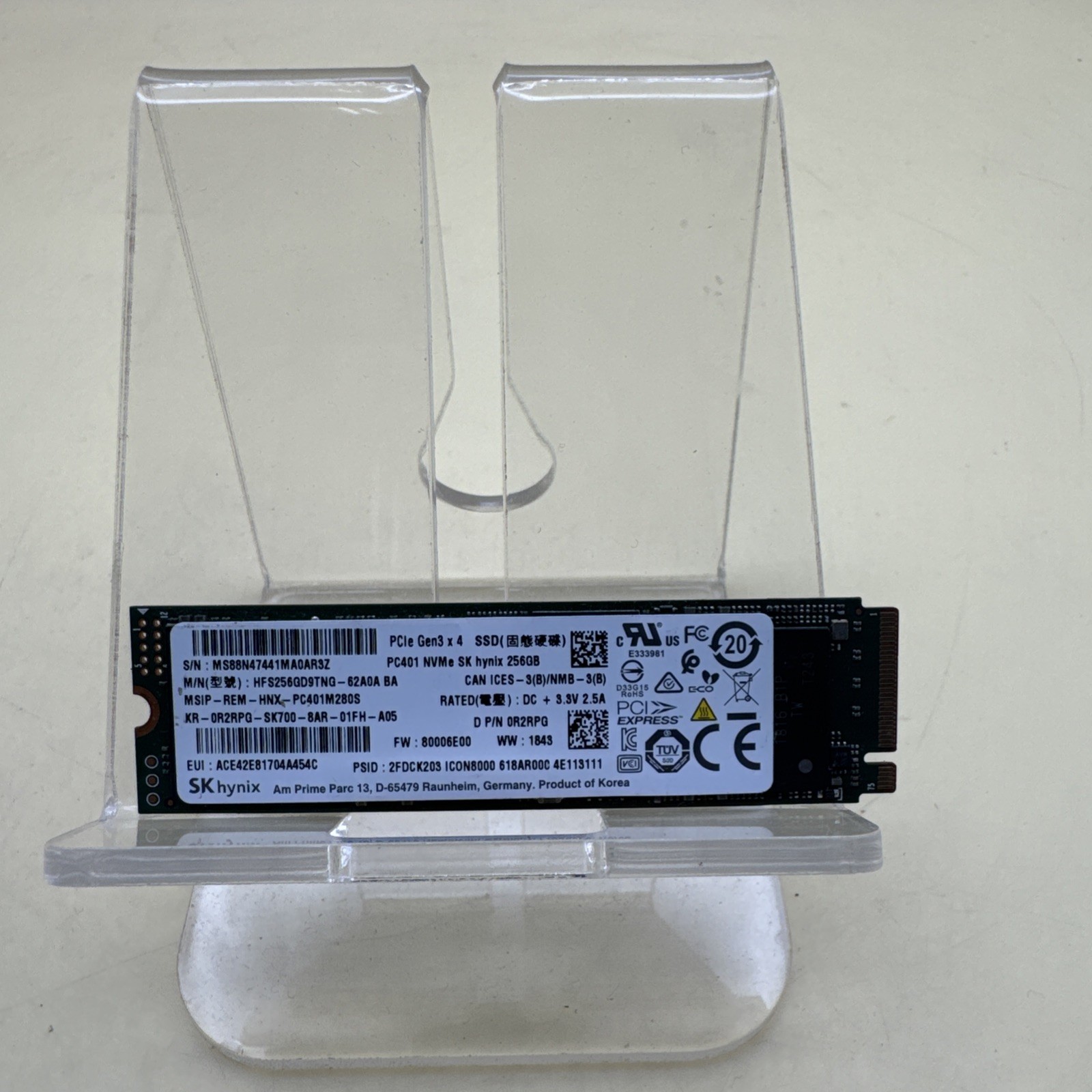 SK Hynix 256GB M.2 SATA PC401 NVMe SSD Solid State Drive HFS256GD9TNG-62A0A BA