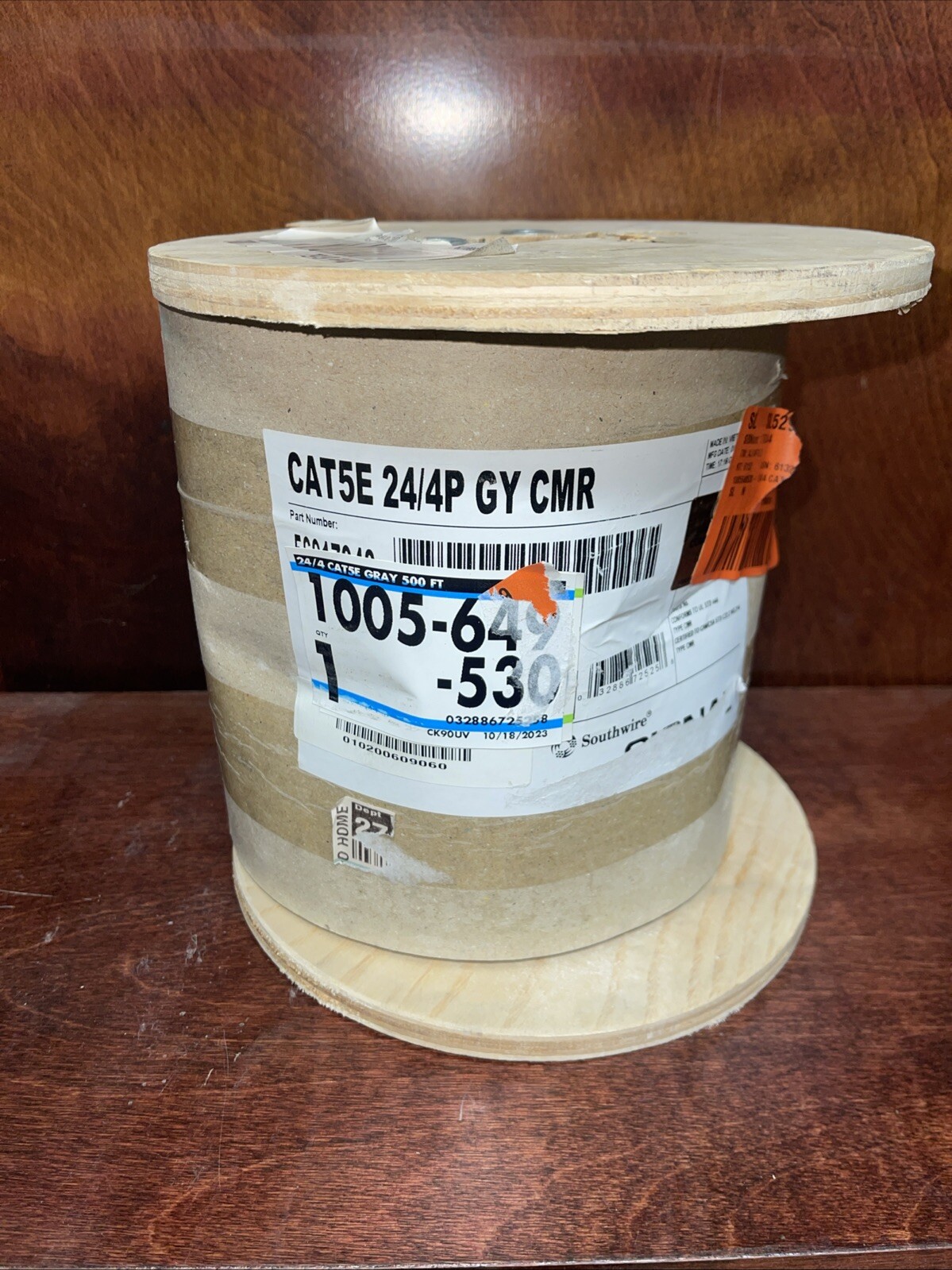 Southwire Signal 24/4P  GY CMR  CAT5E Cable - gray 500'