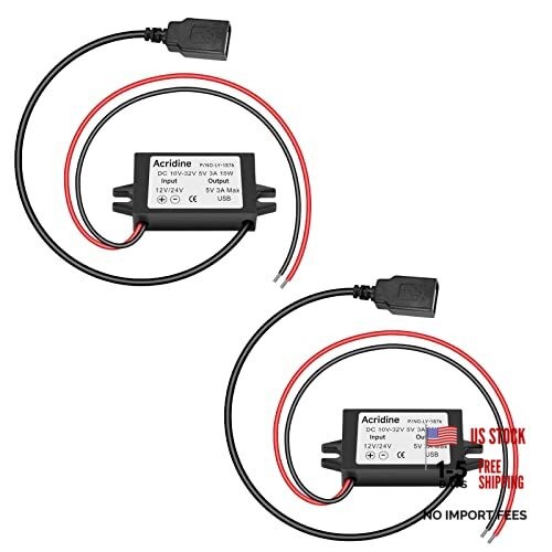 -Pack 1V4V DC to 5V 3A USB Female DC Converter Adapter Buck Module 2