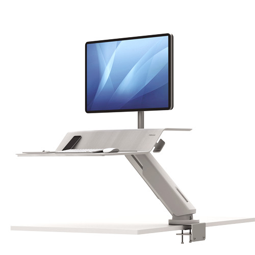 Fellowes Lotus RT1 Sit-Stand Workstation, White (LOTUS-RT1-WHT)