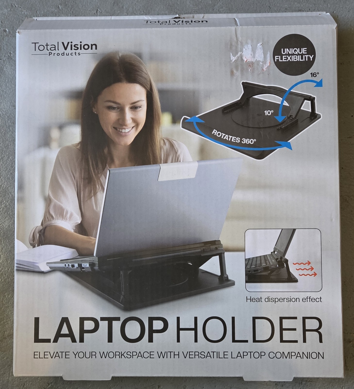 Total Vision Laptop Holder Stand Adjustable Rotating 360° Heat Dispersion