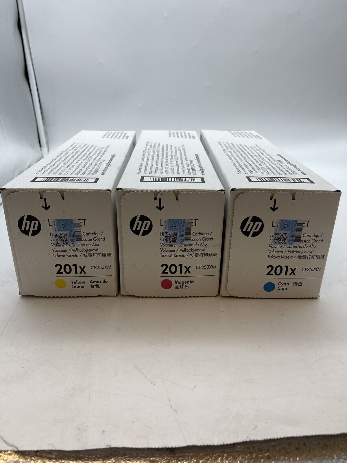 New HP 201X CF253XM Tri-Pack Ink Cartridges Yellow Magenta Cyan