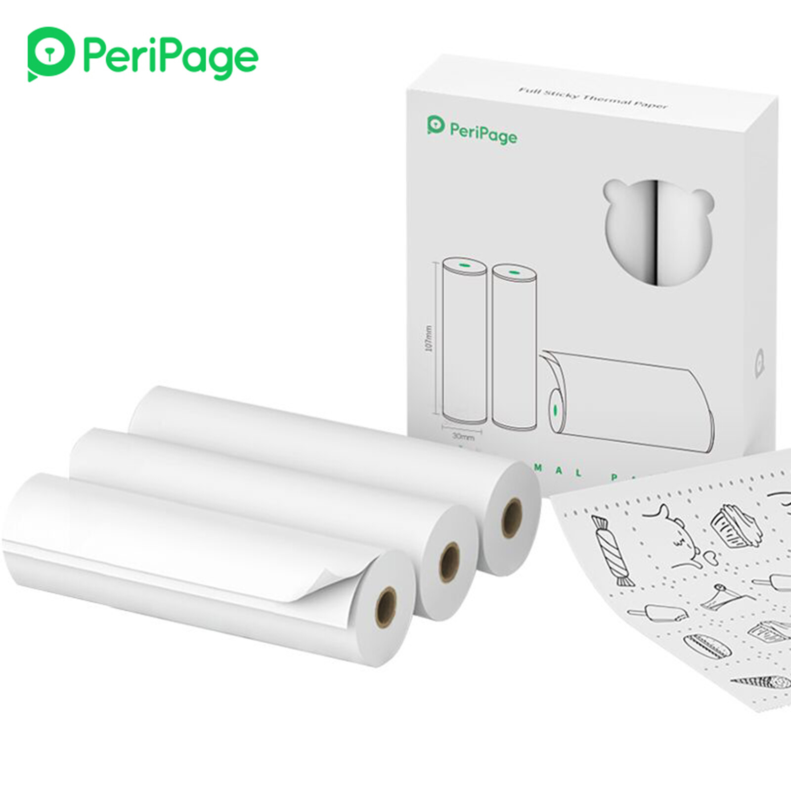  107 x 30mm Printable Sticker Roll BPA-Free Self-Adhesive Thermal H6B8