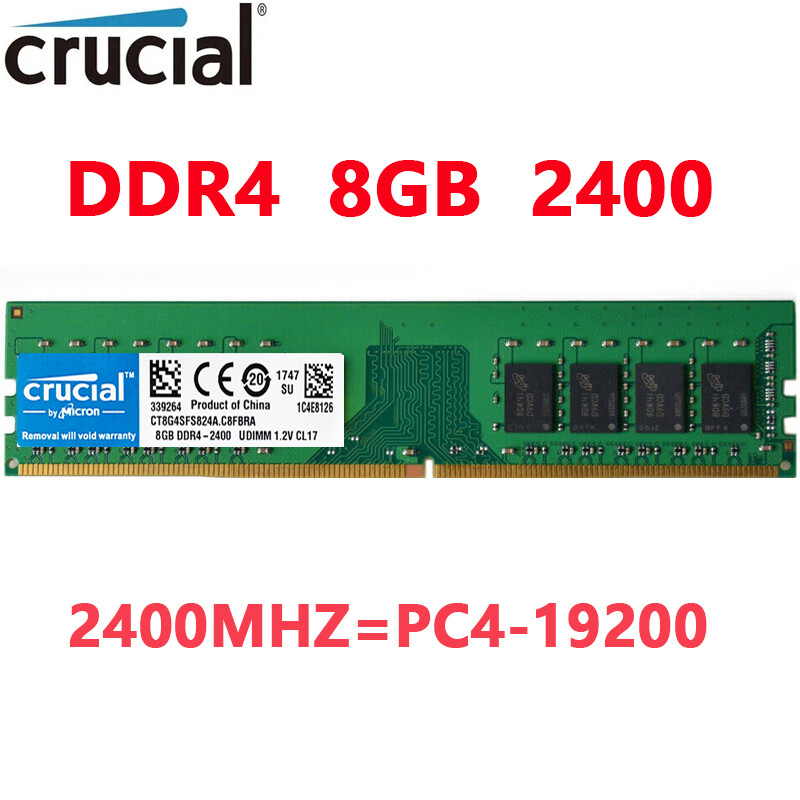 Crucial DDR4 8GB 2400Mhz  PC4-19200 288pins Desktop Memory Dimm Ram 1X8GB
