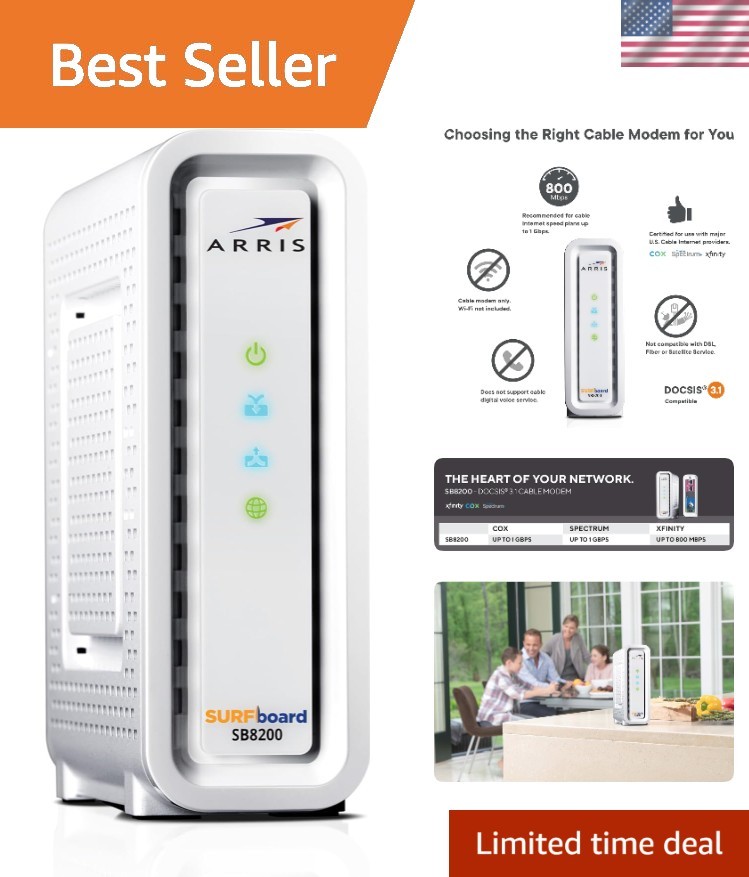 Compact SB8200-RB DOCSIS 3.1 Cable Modem - 1 Gbps for Seamless Online Experience