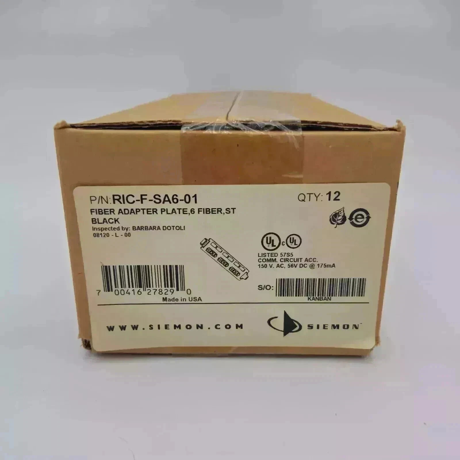 Siemon RIC-F-SA6-01 Fiber Adapter Plate, 6 Fiber, ST (LOT OF 12)  NEW