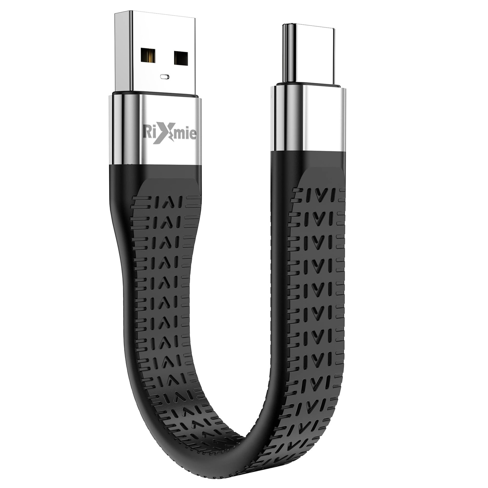 Rixmie USB-A to USB-C Short Cable 5.5 Inch, Android Auto 5.6 inches, Black