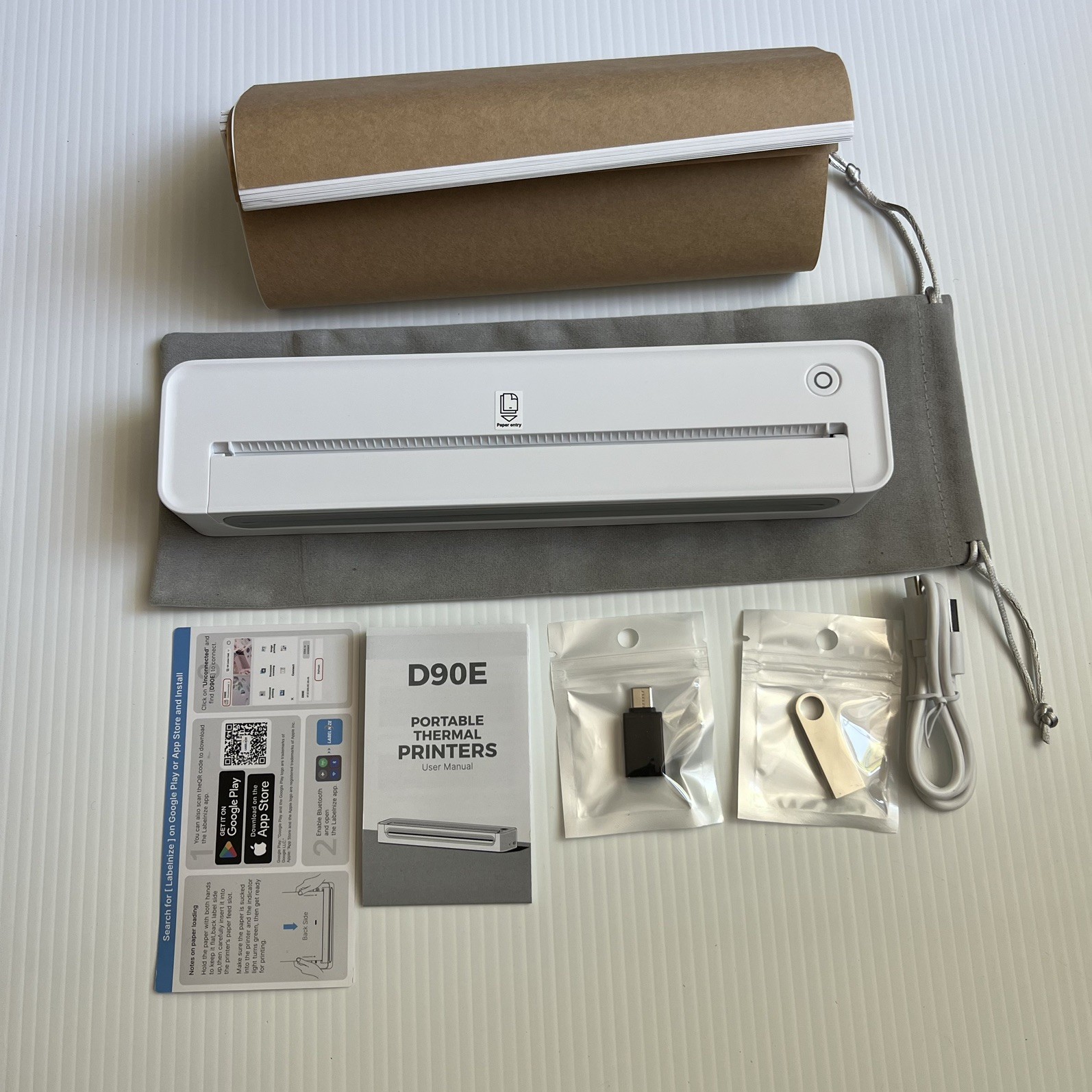 D90E Portable Direct Thermal Printer, USB & Bluetooth, NEW