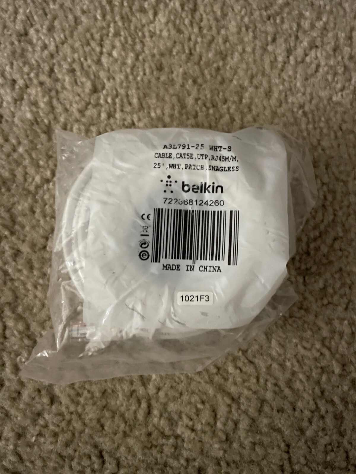 Belkin CAT5e 25Ft Network Cable White