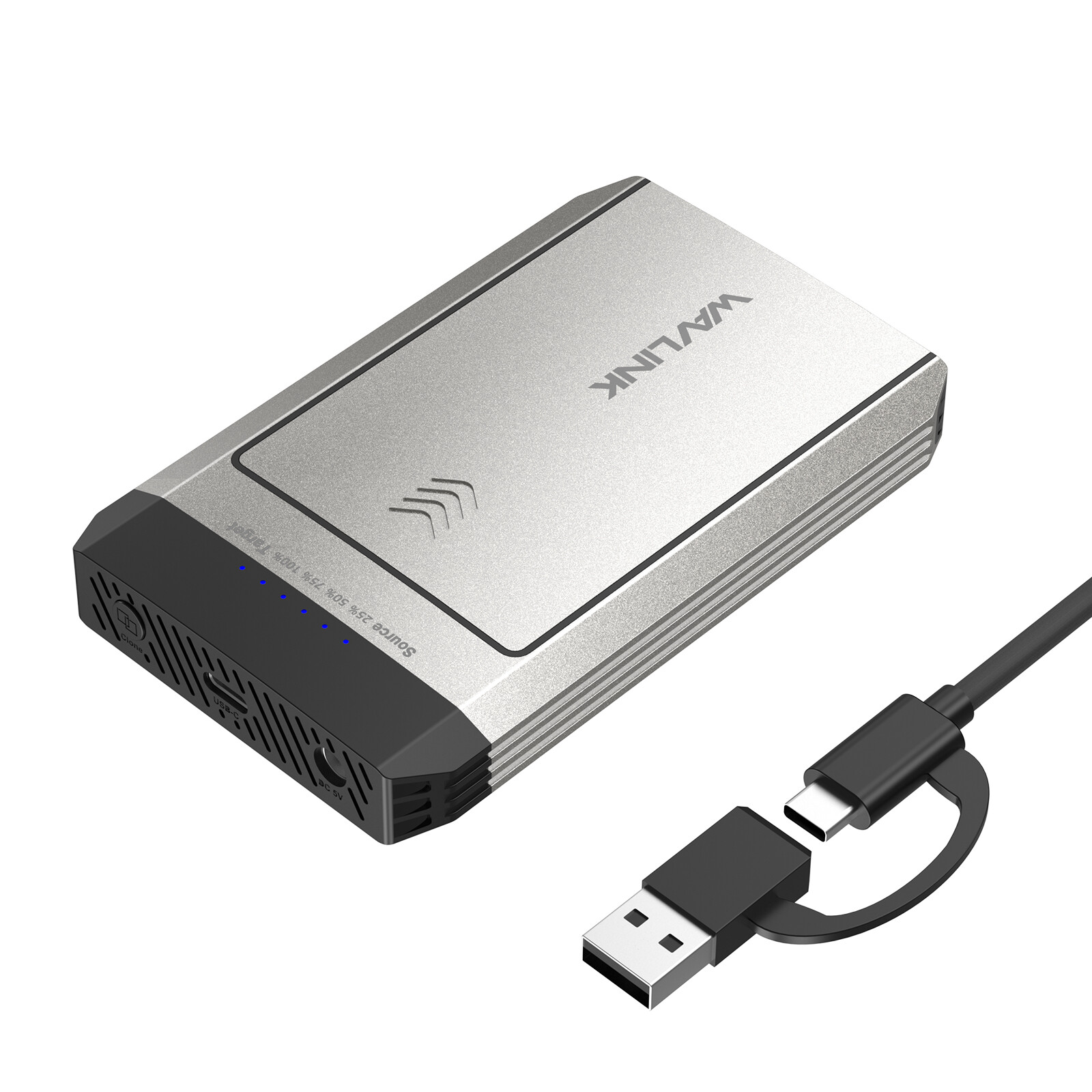 2-Bay Hard Drives Enclosure 20Gbps USB-C to M.2 SSD Enclosure Offline Clone 8TB
