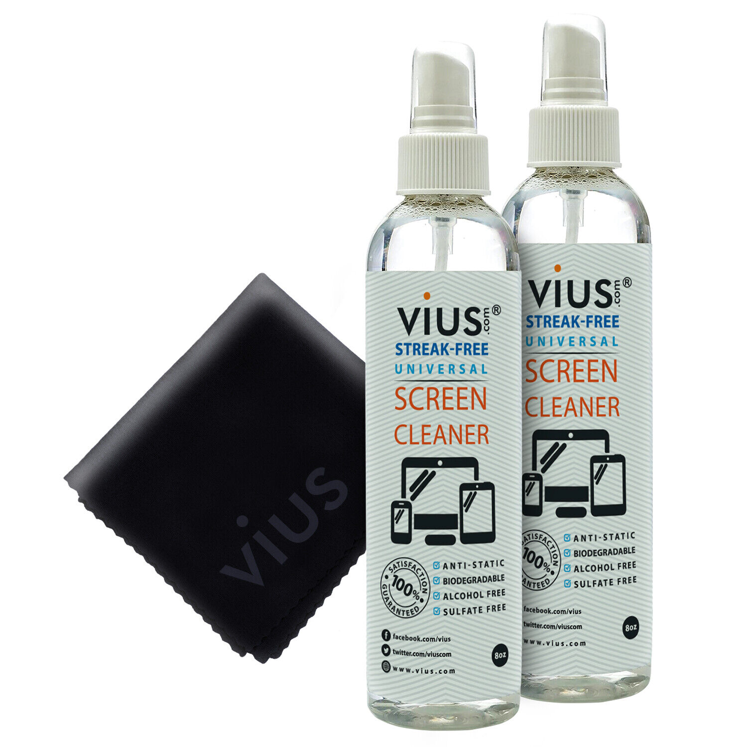 Screen Cleaner - Vius Premium Screen Cleaner Spray for TV, Phones (8oz 2-Pack)