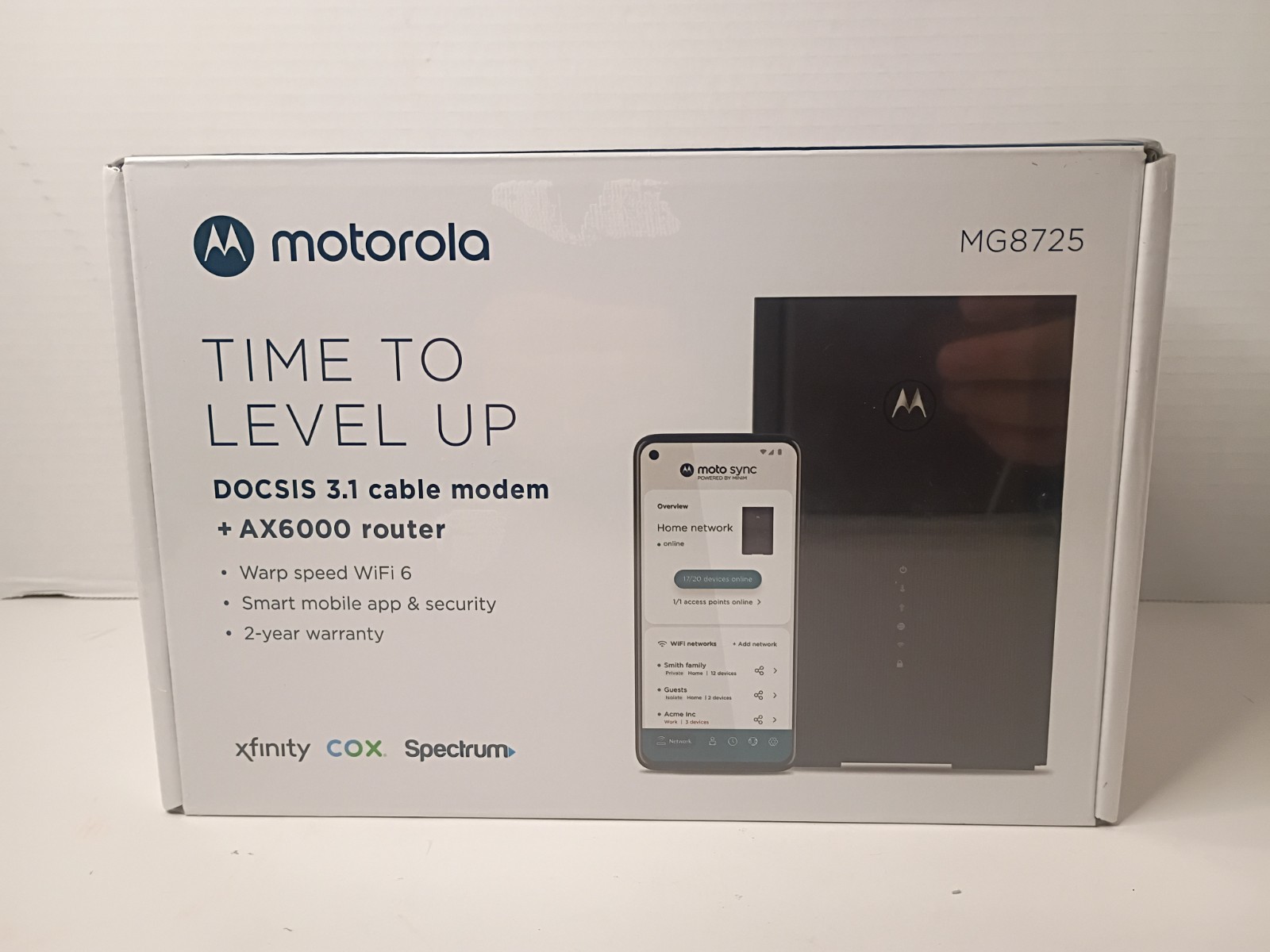 Motorola MG8725 DOCSIS 3.1 Multi-Gig Cable Modem WiFi 6 AX6000