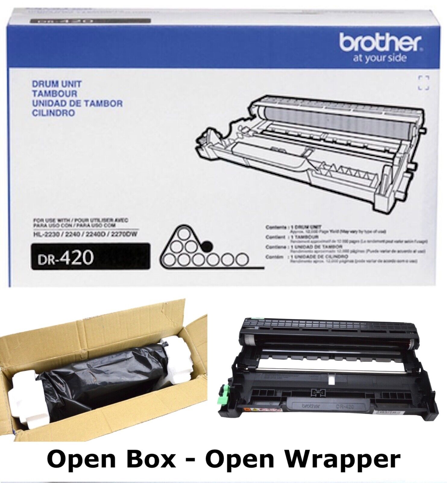NEW Genuine OEM Brother DR420 Drum Unit (NO TONER) for Series HL DCP MFC FAX UNS