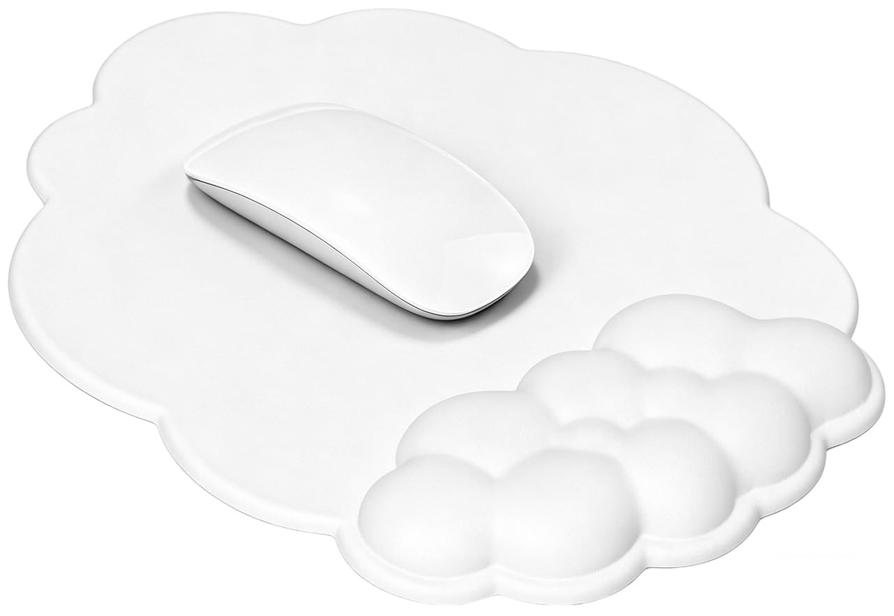 JIKIOU Ergonomic Cloud Mouse Pad with Memory 10.4L x 9.8W inches, 01White