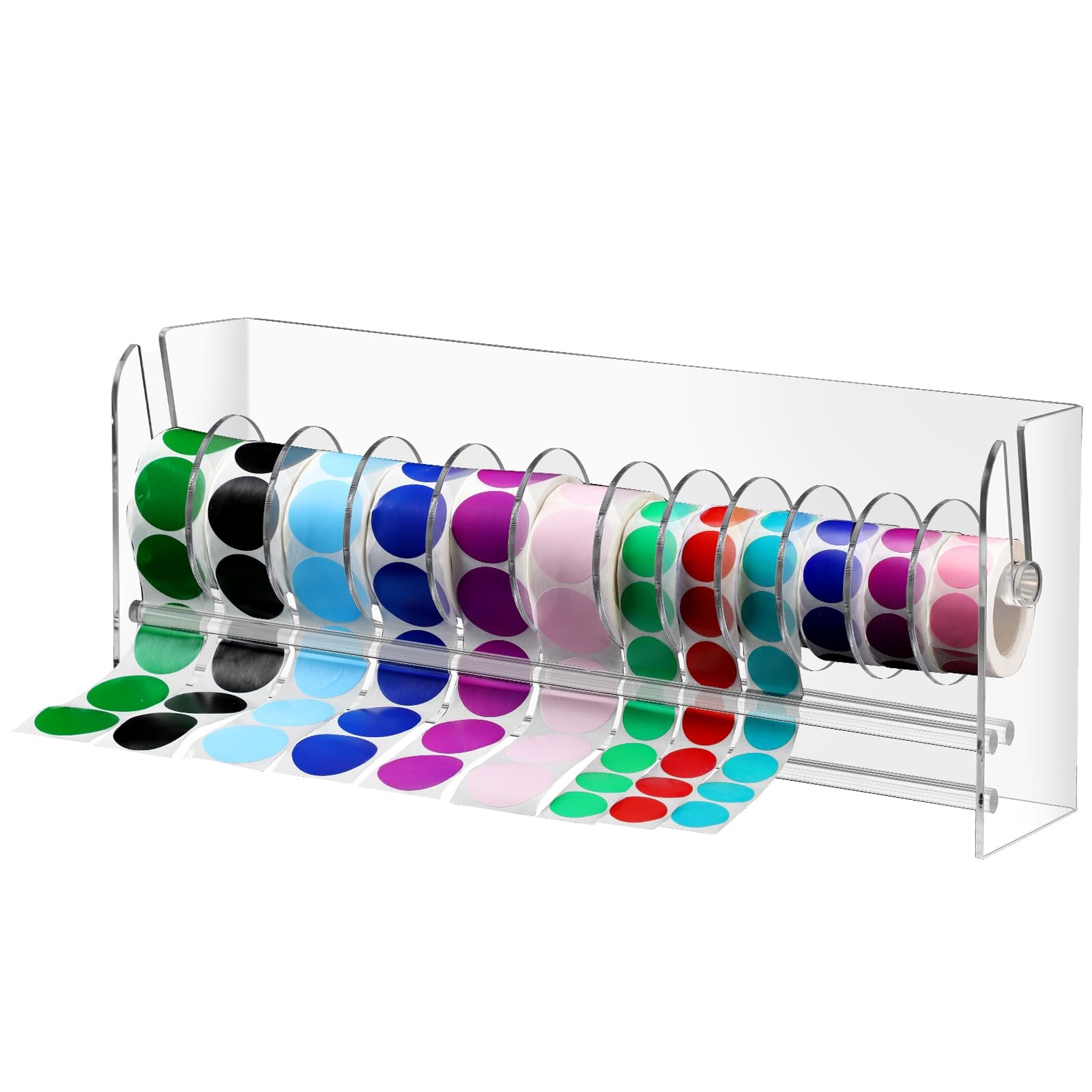 Sticker Holder Organizer Dispenser Acrylic Roll Label,12 Disks