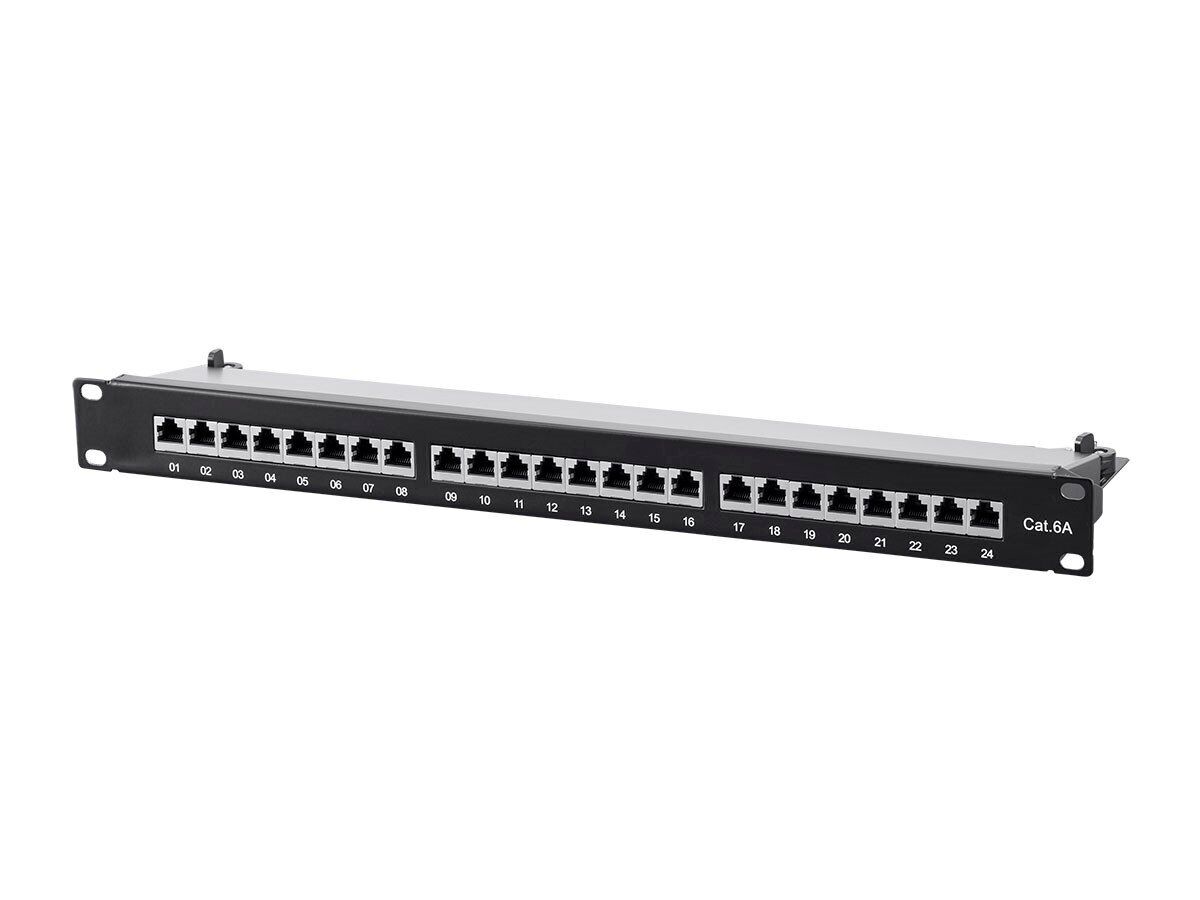Monoprice Cat6A 1U Patch Panel - 19in, Shielded, 24-Ports Dual IDC, High-density