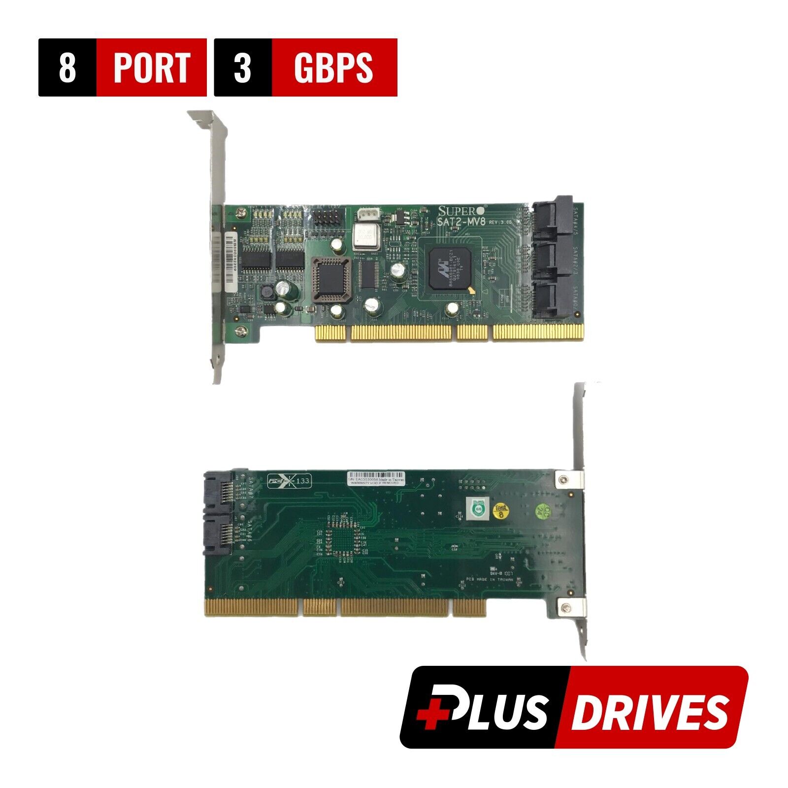 Lot of 2 Supermicro AOC-SAT2-MV8 8 Port SATA Controller PCI-X Card High Profile