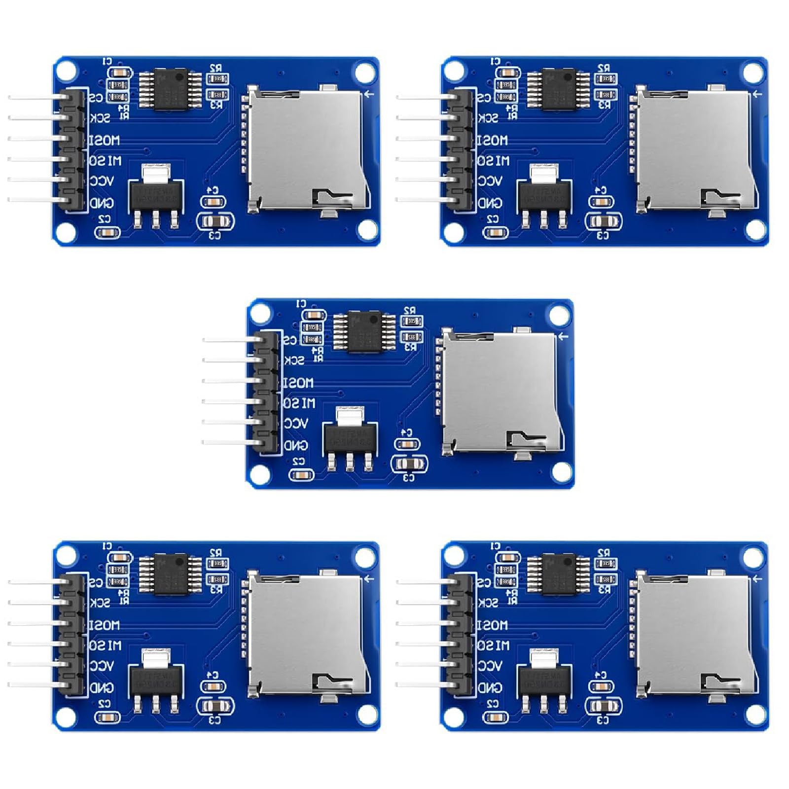 5-Pack Micro SD TF Card Reader Module, SPI Interface