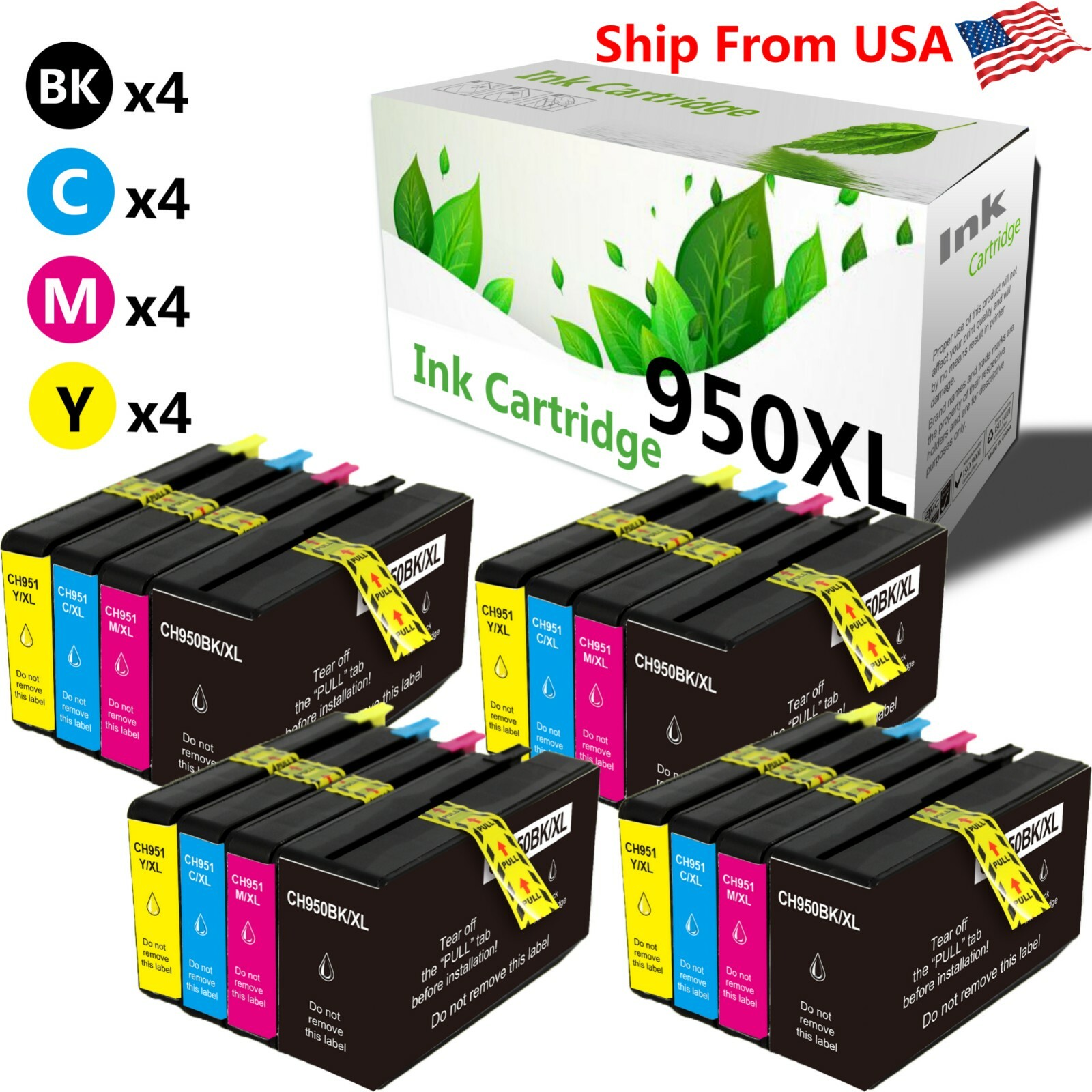 16 PK 950 951 High Yield Ink Cartridge for Officejet Pro8620 Pro8640 Printers