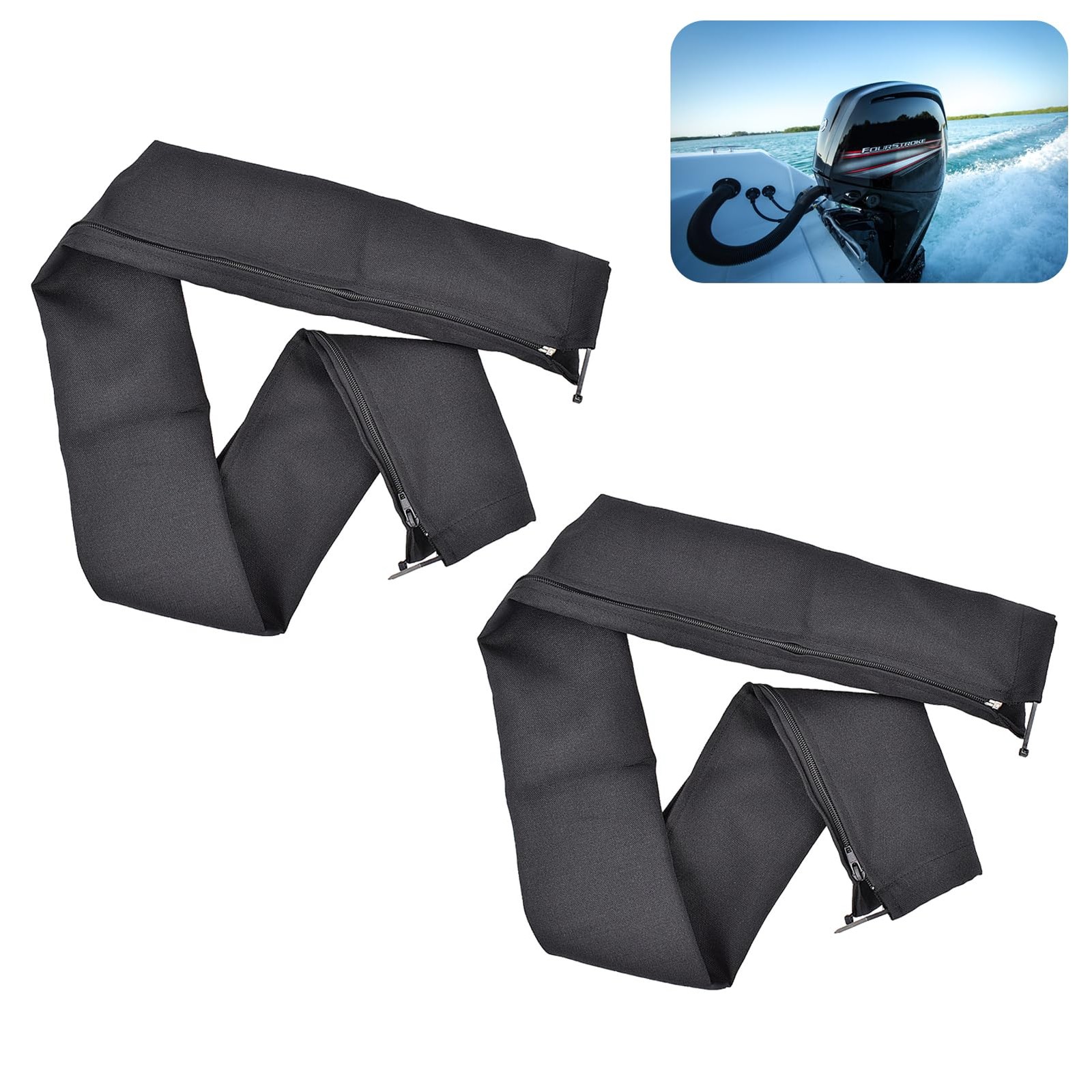 2 PCS 48Inch Trolling Motor Cable Sleeve Black Zippered Rigging Protector