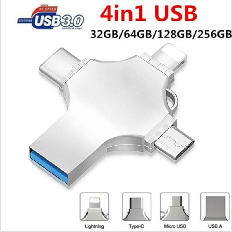 USB OTG 512G/256GB Flash Drive Stick 4 IN 1 Type C for i Phone Android iPad Lot