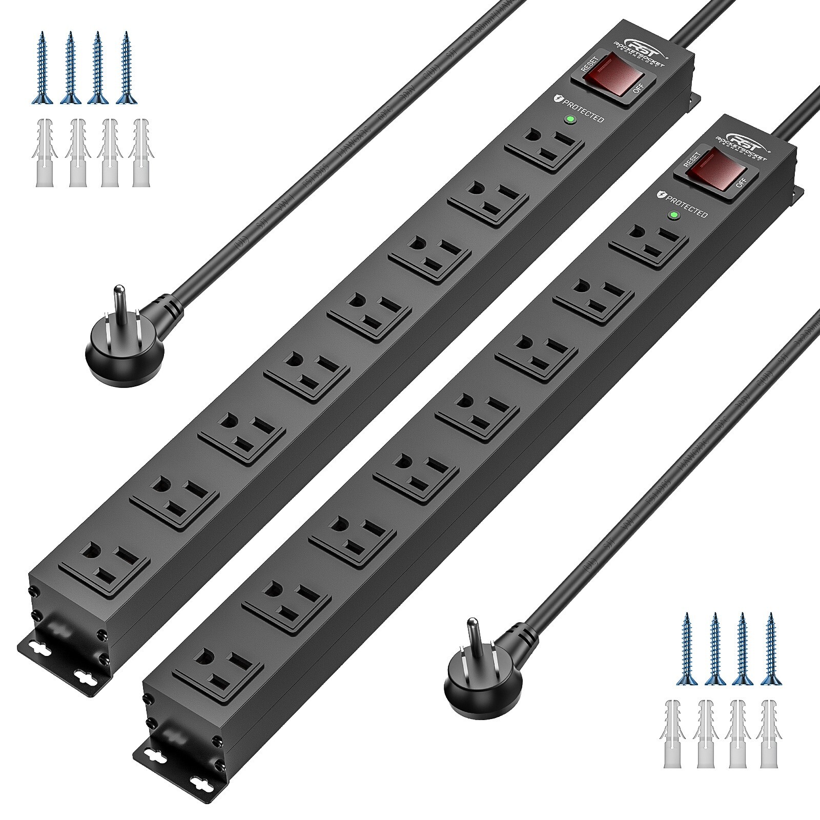 8 Outlet Heavy Duty Surge Protector Power Strip Bar 2100 J oules 15A Circuit 6FT