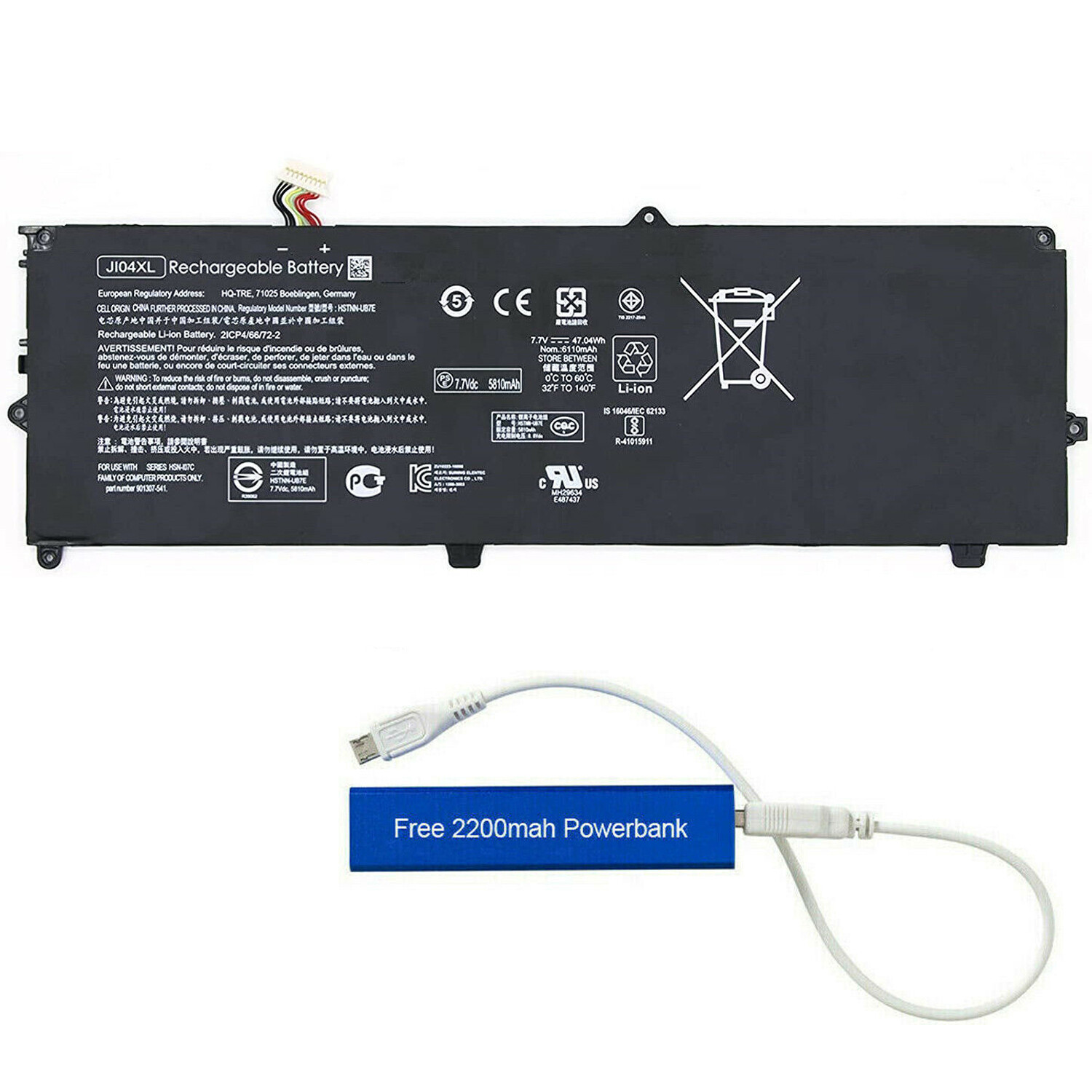 JI04XL REPLACEMENT BATTERY FOR HP ELITE X2 1012 G2 47WHR 901247-855 HSTNN-UB7E