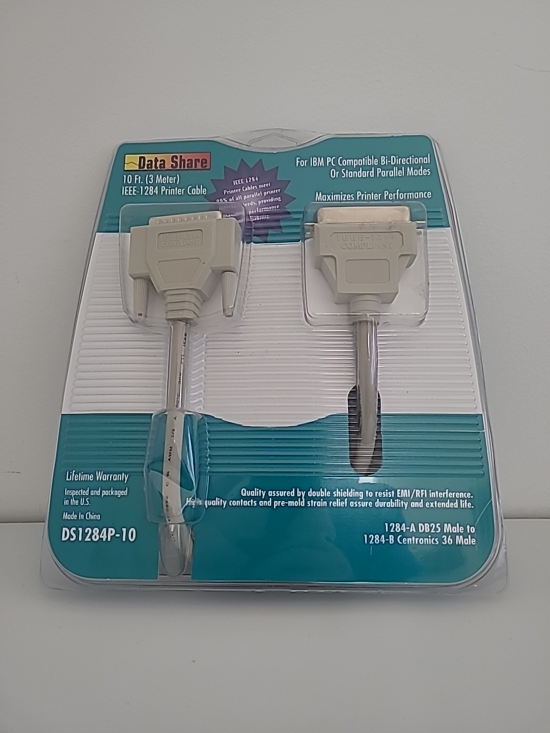 Data Share Parallel Printer Cable IEEE-1284 DB25 Male - Centronics 36 Male 15 Ft