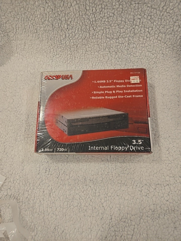 CompUSA 3.5in Internal Floppy Drive 1.44MB IDE/PATA Black PC USB-1350B, SEALED 