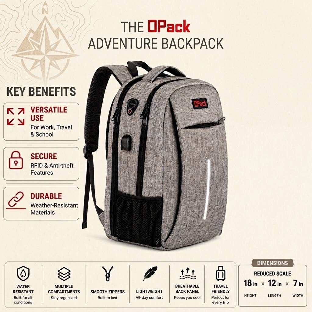Travel Backpack Anti-Theft USB Charging Laptop Notebook School Bag Carry On