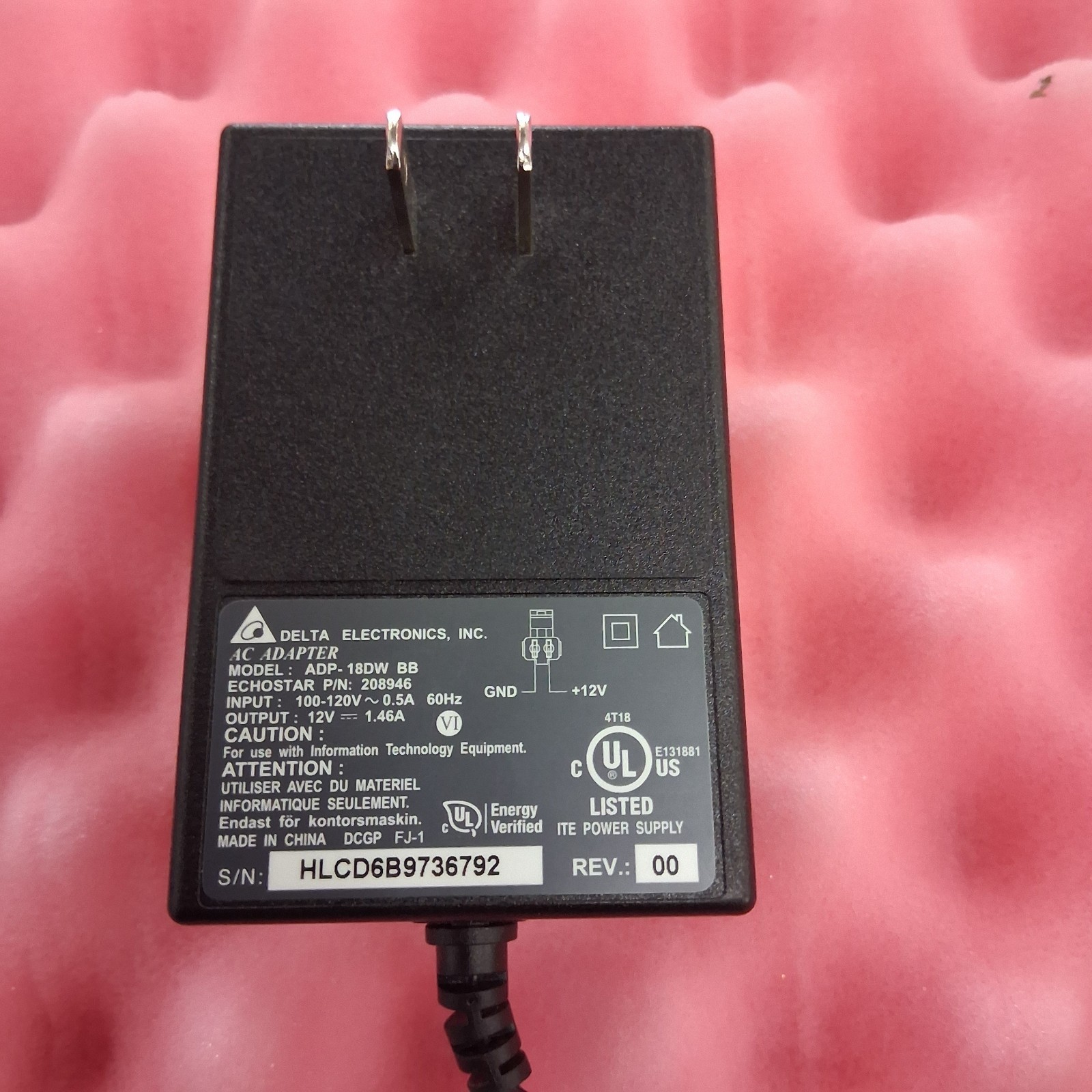 Delta Electronics 12V 1.46A ADP-18DW BB  Power Adapter for Dish Joey Sling AirTV