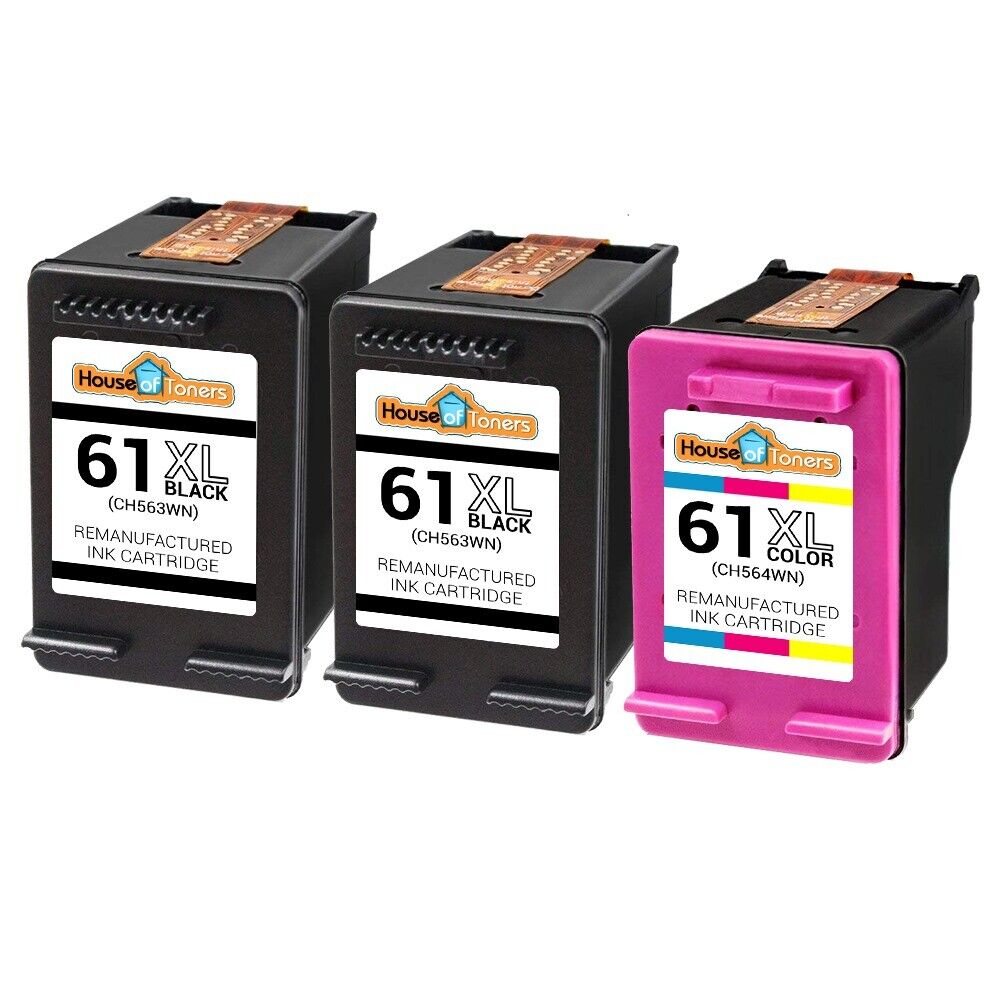3PK Replacement HP 61XL 2-Black & 1-Color Ink Cartridges 4500 Series/5530 Series