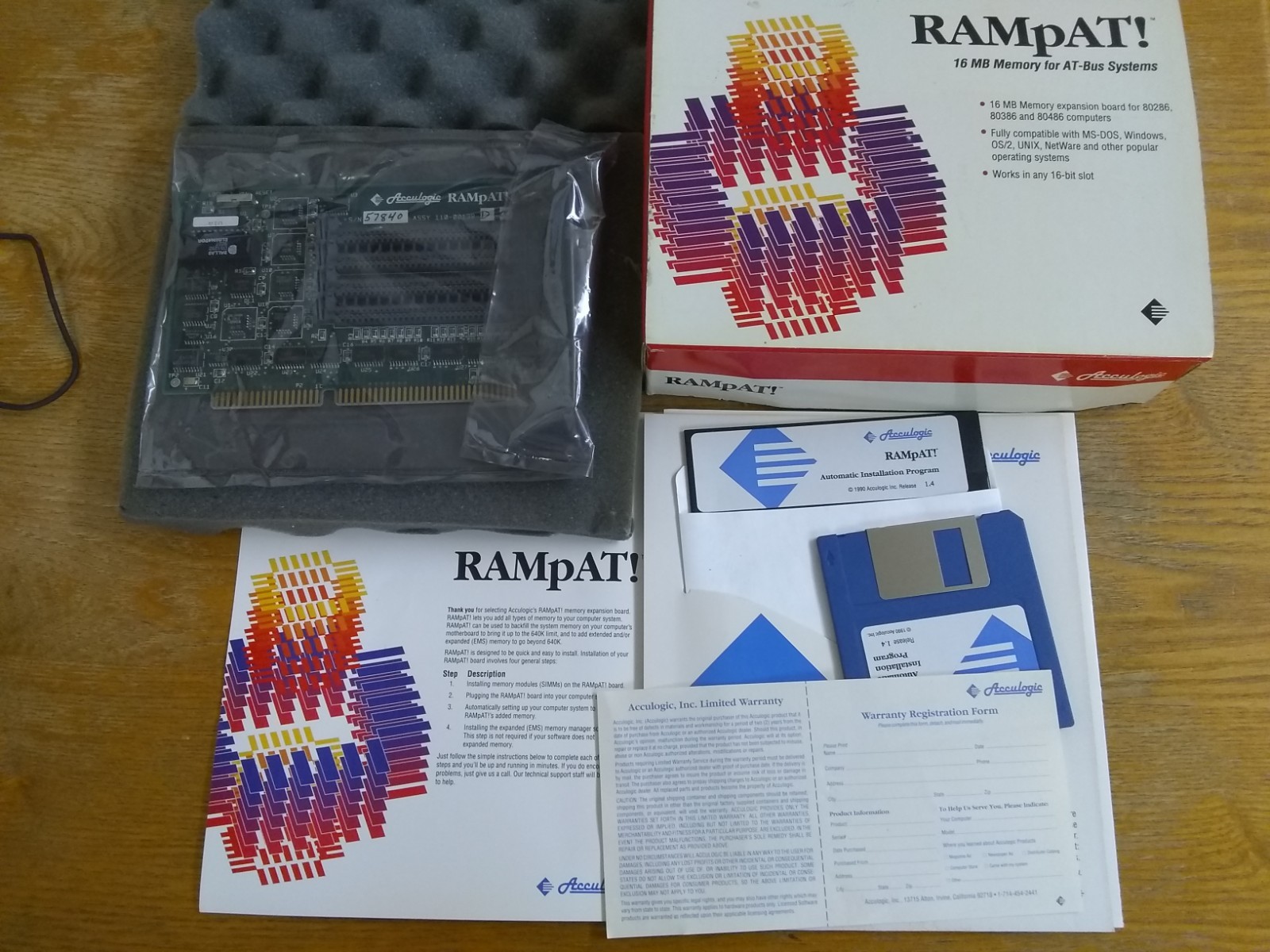 AccuLogic RAMpAT 16MB Expansion, NEW IN BOX, 16-Bit ISA 286 386 486 RAM XMS EMS