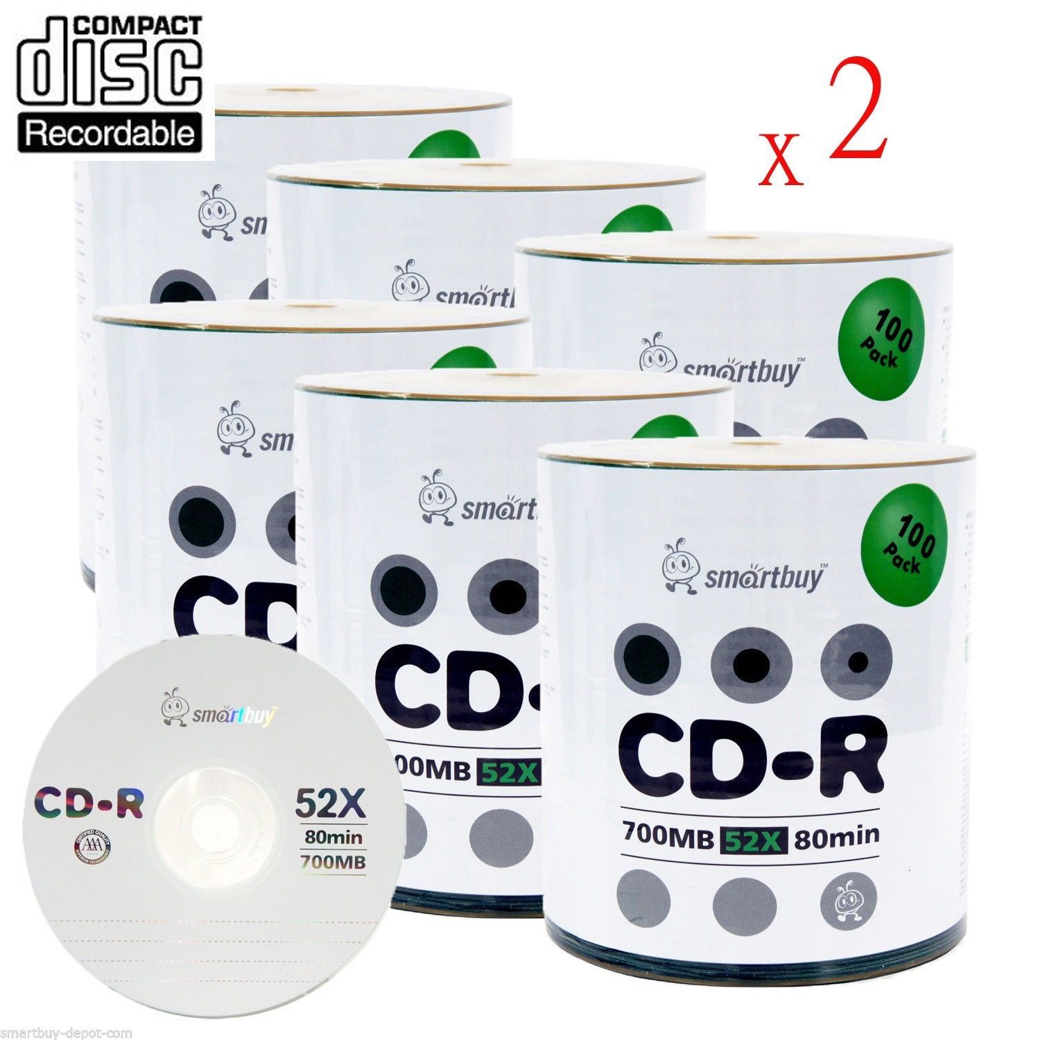 1200-Pack SmartBuy Logo Top Surface CD-R 52X 700MB/80Min Blank Recordable Disc