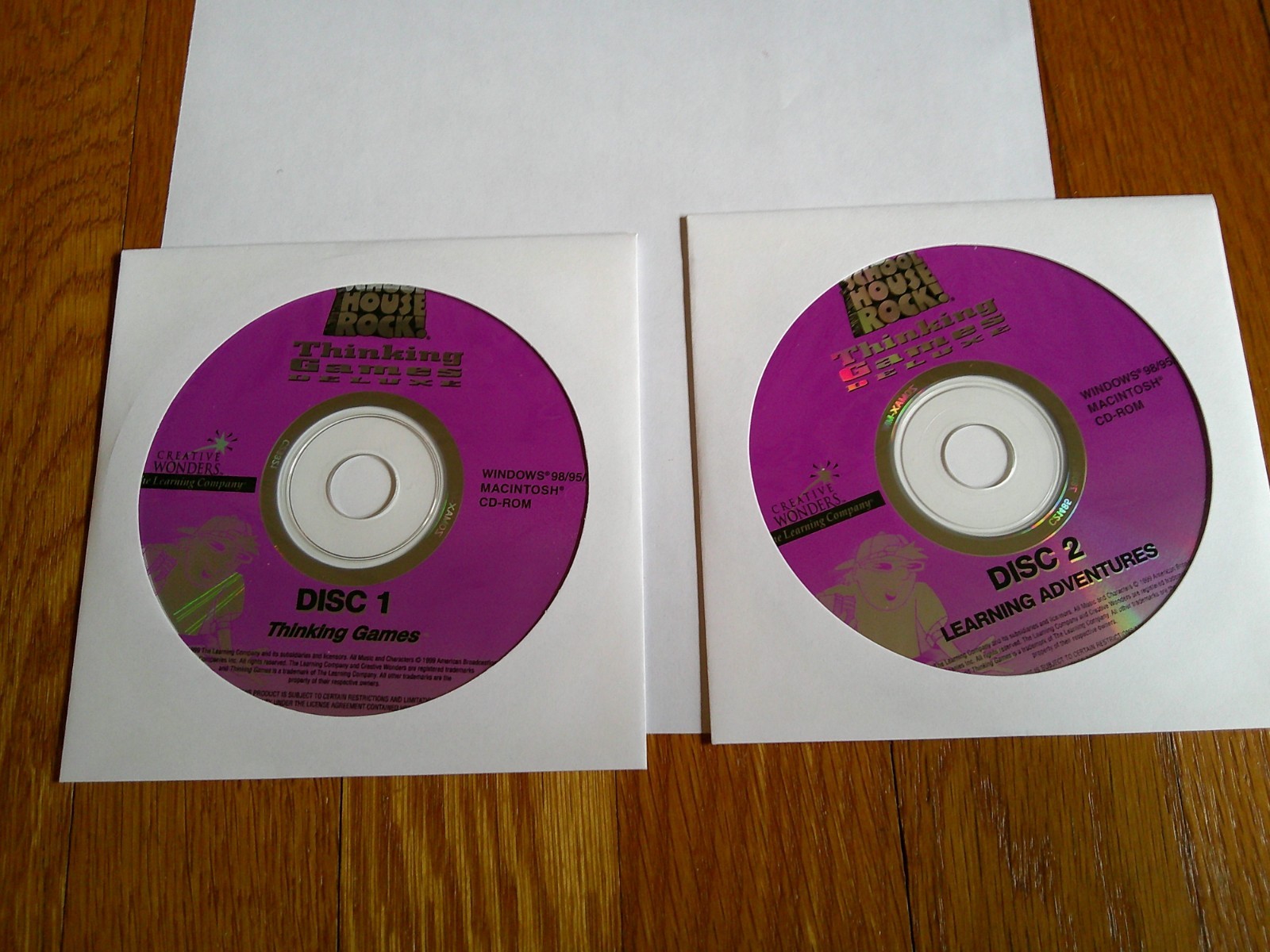 School House Rock Thinking Game Deluxe 2 CD-ROM SET Learning Adventures 1999