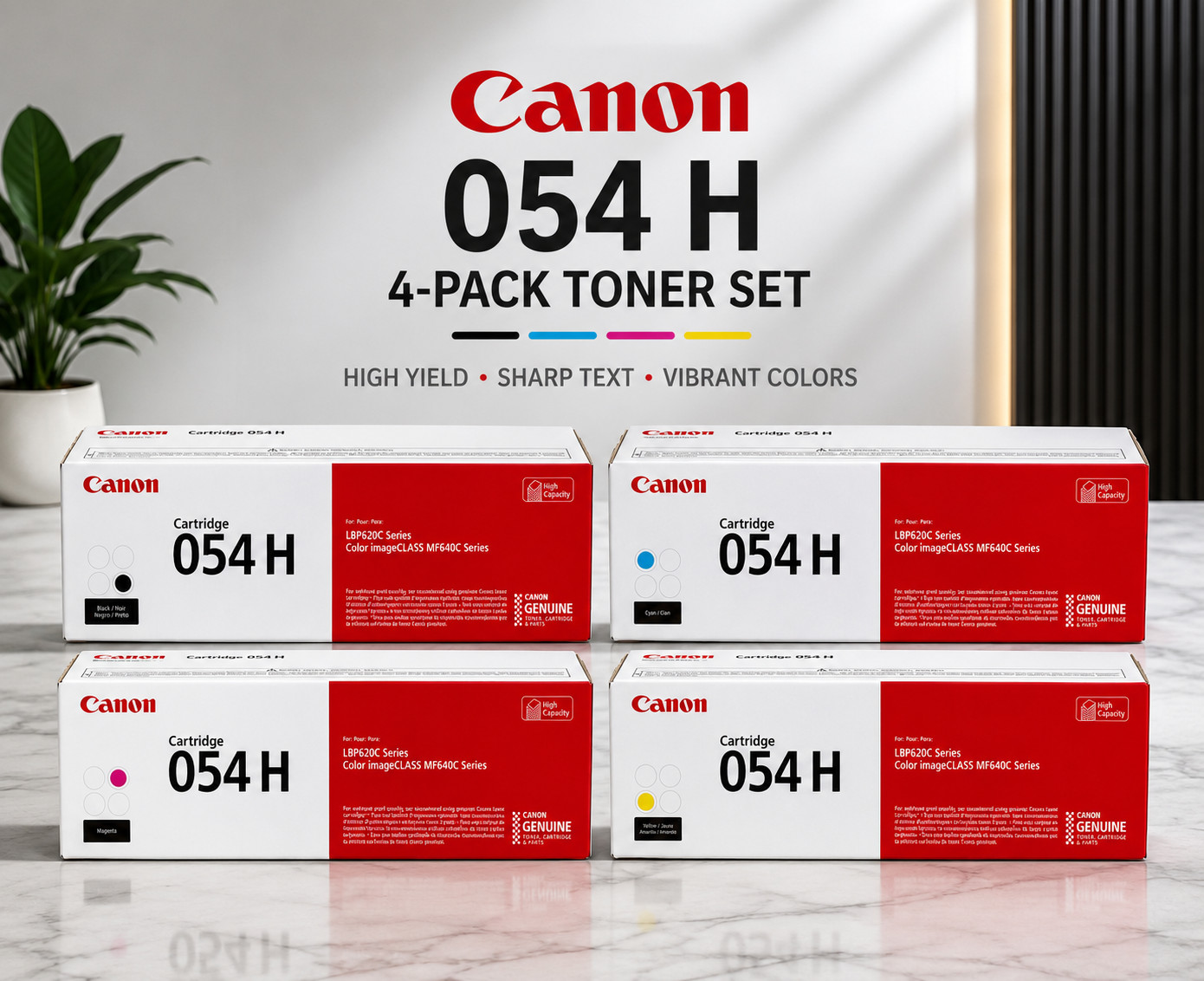 New Orginal Canon 054H Toner Cartridge 4-Pack Set BK/C/M/Y High Yield LBP620C
