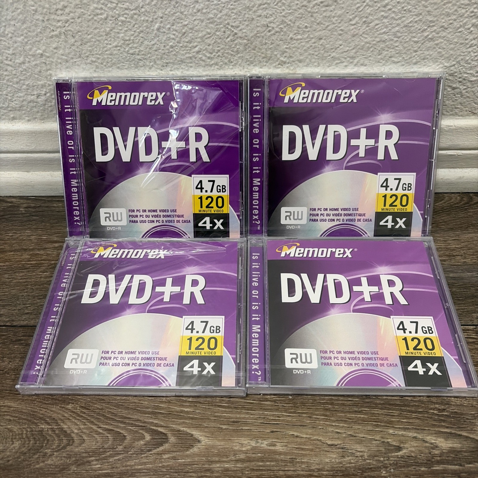 New 4 x Memorex DVD+R  4.7 GB 120 Min 4x. 4 Pack - New (FREE SHIP CHEAP PRICE)
