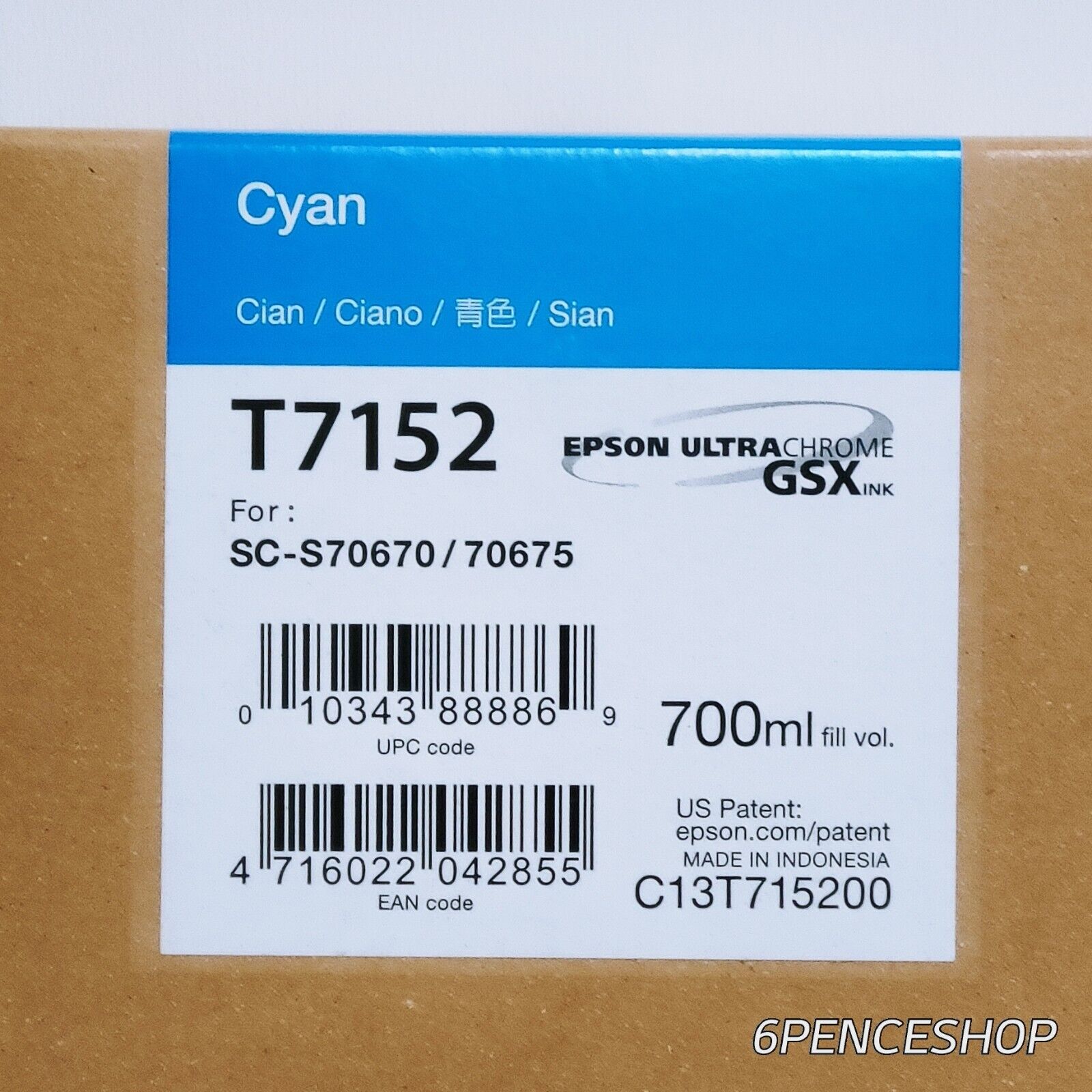 Exp.03/2023 NEW Genuine Epson T7152 Cyan UltraChrome GSX Ink Cartridge
