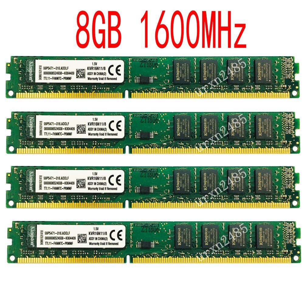 Kingston 32GB 4x 8GB DDR3 1600MHz PC3-12800U 240Pin DIMM Desktop Memory SDRAM BT