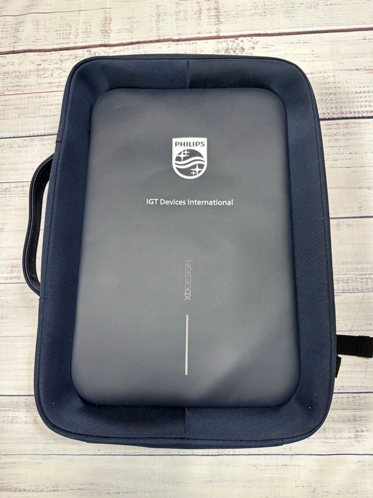 XD Design Anti-Theft Laptop Tablet Locking Backpack Case Blue Company Logo