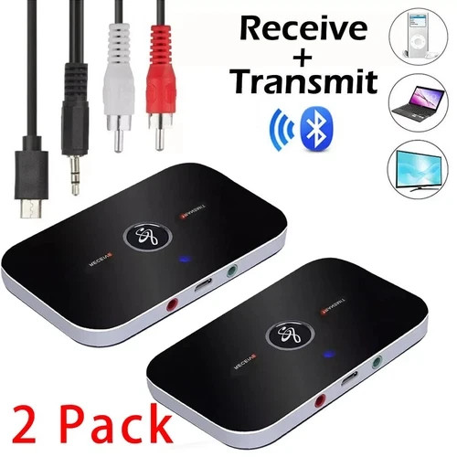 2 Transmisor y Receptor Bluetooth Kit de adaptador de Audio estereo Inalambrico