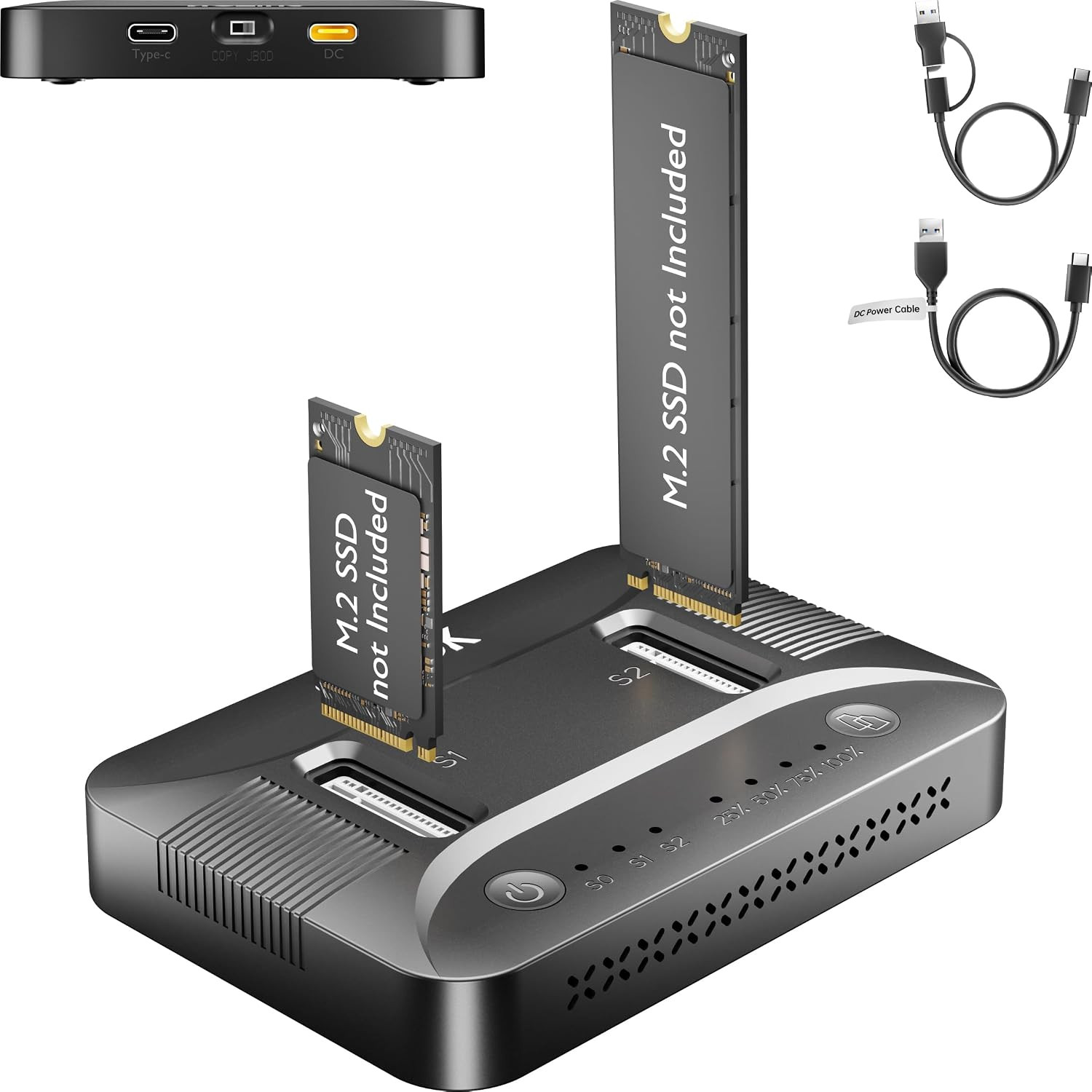 Dual-Bay M.2 SSD Cloner Dock for PC Storage Upgrade Tool-Free 16TB | Offline