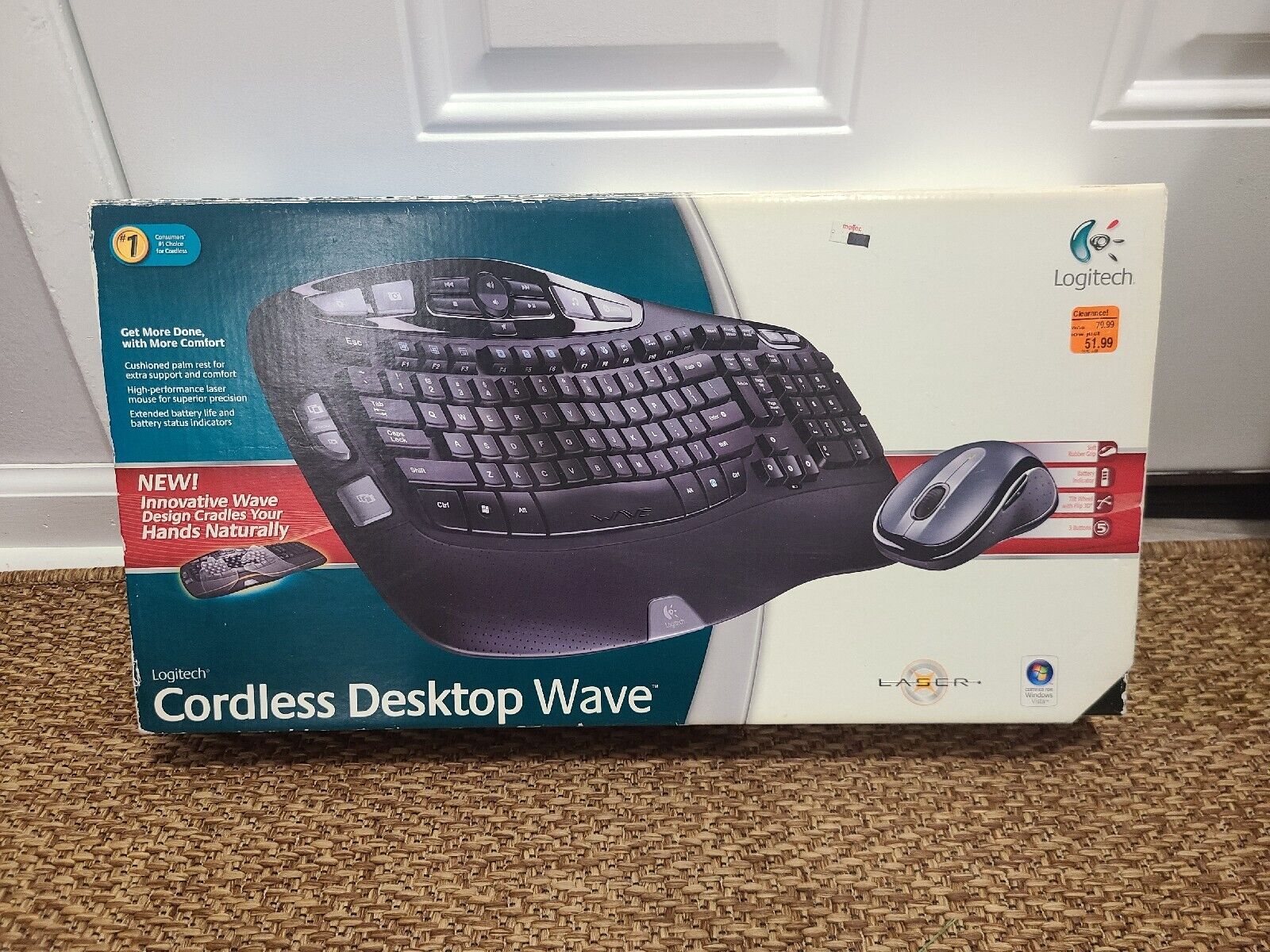 Logitech Cordless Desktop Wave Ergonomic Keyboard & Mouse & Reciever New In Box