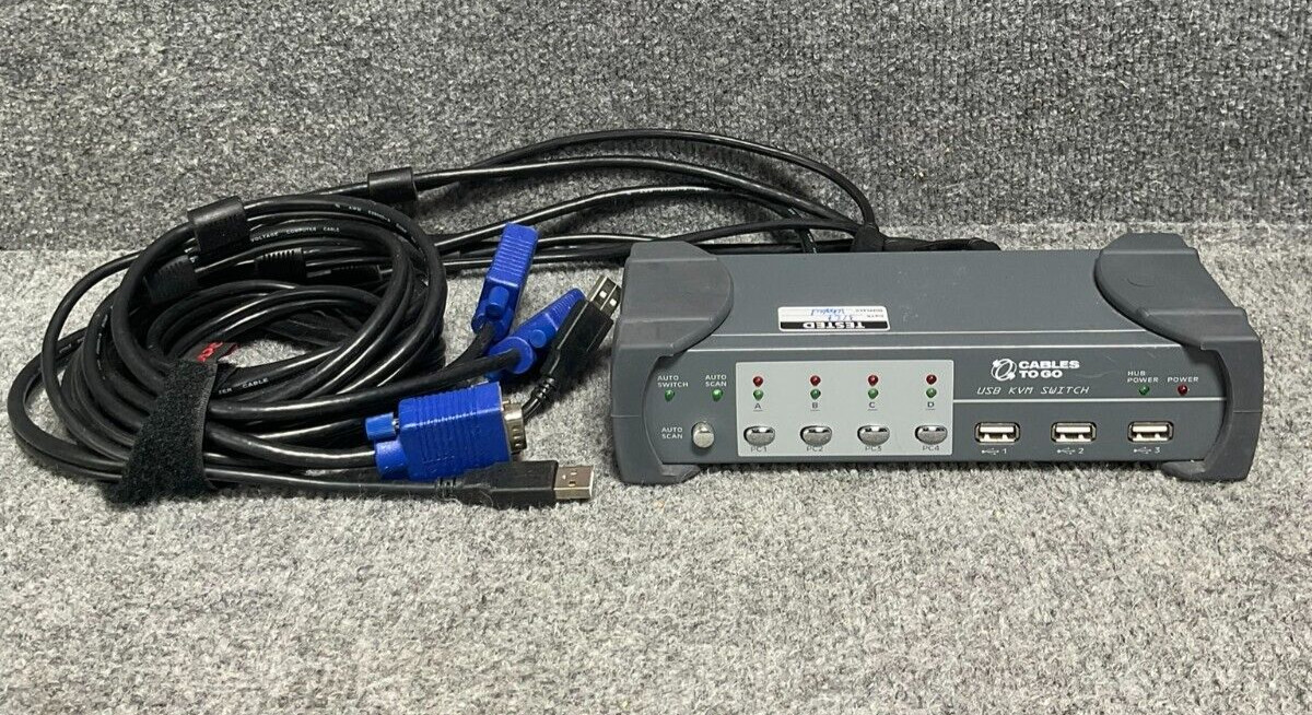 C2G 35555 4-Port USB KVM Switch Cable Kit Gray Used