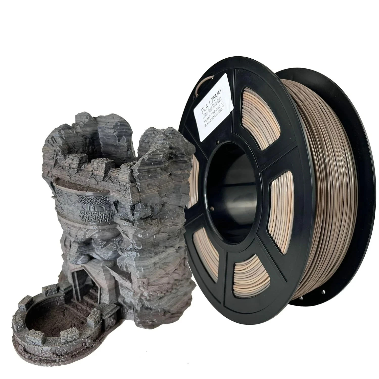 3D Printer PLA Filament 1.75mm,Rock Stone Color,Brown Yellow Black,Multi Colo...