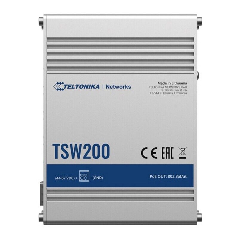 O-Teltonika TSW200 Industrial PoE+ Switch, 2x SFP ports, 8x PoE+ ports with