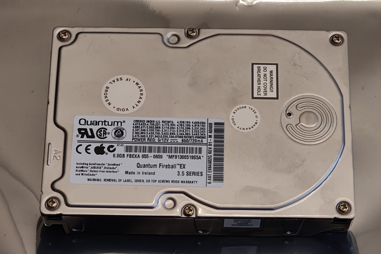 🍎 Bootable Quantum Fireball 3.5 ATA IDE Hard Drive 6GB with MacOS  X INSTALLED